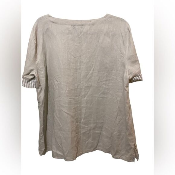 Ali Miles Lagenlook Linen Cotton Blend Oversized Top Coastal Quite Lux Artsy - Picture 2 of 9